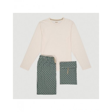 PIJAMA DE HOMBRE DE ALGODÓN ORGÁNICO IOTA BLOCKS BRUMA VERALUNA