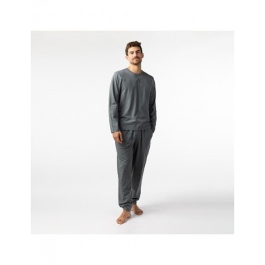 PIJAMA DE HOMBRE DE ALGODÓN ORGÁNICO HOOGHLY COLOR CENIZA VERALUNA