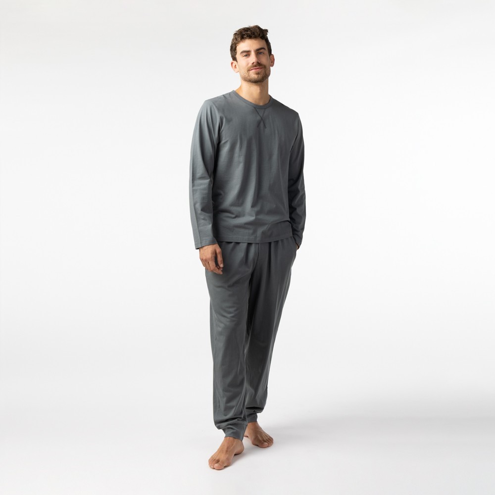 PIJAMA DE HOMBRE DE ALGODÓN ORGÁNICO HOOGHLY COLOR CENIZA VERALUNA