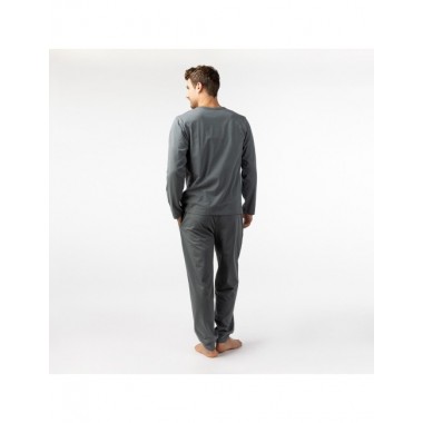 PIJAMA DE HOMBRE DE ALGODÓN ORGÁNICO HOOGHLY COLOR CENIZA VERALUNA