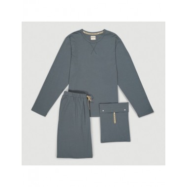 PIJAMA DE HOMBRE DE ALGODÓN ORGÁNICO HOOGHLY COLOR CENIZA VERALUNA