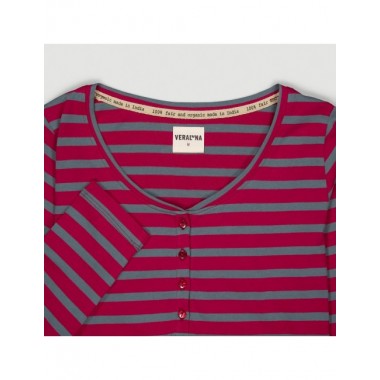 CAMISETA DE MUJER DE ALGODÓN ORGÁNICO NEW PSI ROJO CENIZA VERALUNA