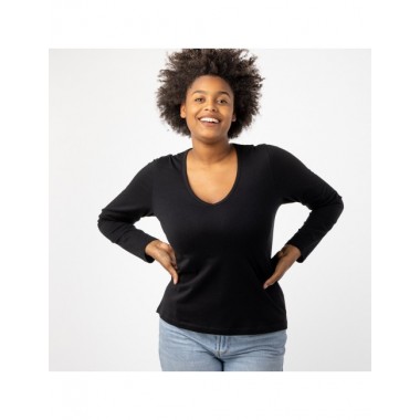 CAMISETA DE MUJER DE ALGODÓN ORGÁNICO SIRA NEGRO VERALUNA