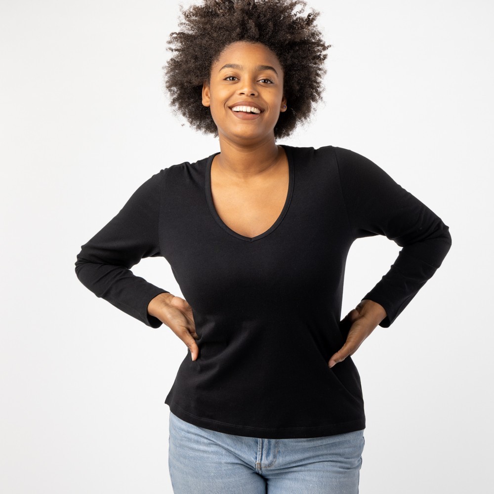 CAMISETA DE MUJER DE ALGODÓN ORGÁNICO SIRA NEGRO VERALUNA