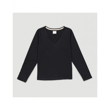 CAMISETA DE MUJER DE ALGODÓN ORGÁNICO SIRA NEGRO VERALUNA