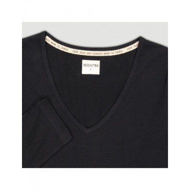 CAMISETA DE MUJER DE ALGODÓN ORGÁNICO SIRA NEGRO VERALUNA