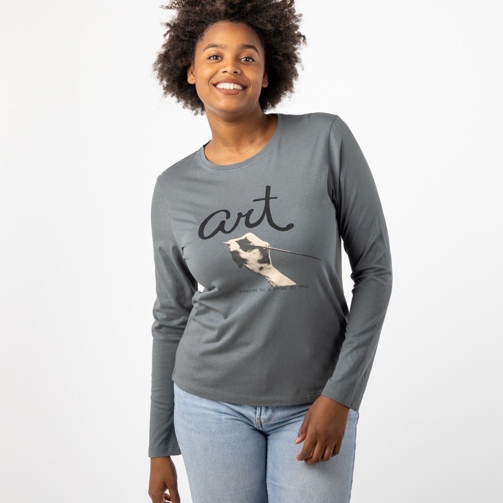 CAMISETA DE MUJER DE ALGODÓN ORGÁNICO BASIC LONG CENIZA VERALUNA