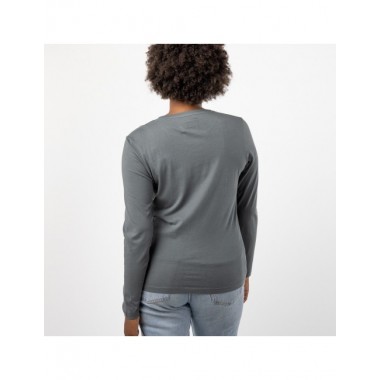 CAMISETA DE MUJER DE ALGODÓN ORGÁNICO BASIC LONG CENIZA VERALUNA