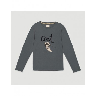 CAMISETA DE MUJER DE ALGODÓN ORGÁNICO BASIC LONG CENIZA VERALUNA