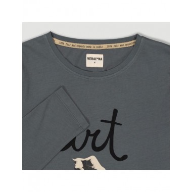 CAMISETA DE MUJER DE ALGODÓN ORGÁNICO BASIC LONG CENIZA VERALUNA