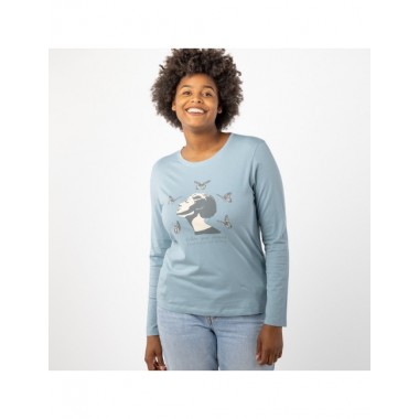 CAMISETA DE MUJER DE ALGODÓN ORGÁNICO BASIC LONG TURMALINA VERALUNA
