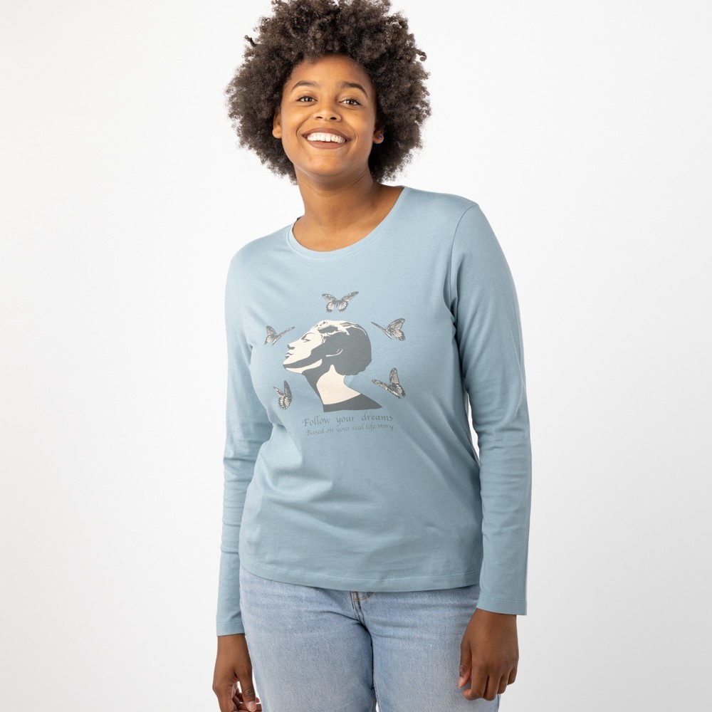 CAMISETA DE MUJER DE ALGODÓN ORGÁNICO BASIC LONG TURMALINA VERALUNA