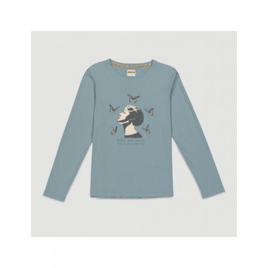 CAMISETA DE MUJER DE ALGODÓN ORGÁNICO BASIC LONG TURMALINA VERALUNA