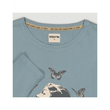CAMISETA DE MUJER DE ALGODÓN ORGÁNICO BASIC LONG TURMALINA VERALUNA