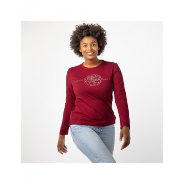 CAMISETA DE MUJER DE ALGODÓN ORGÁNICO BASIC LONG ROJO VERALUNA