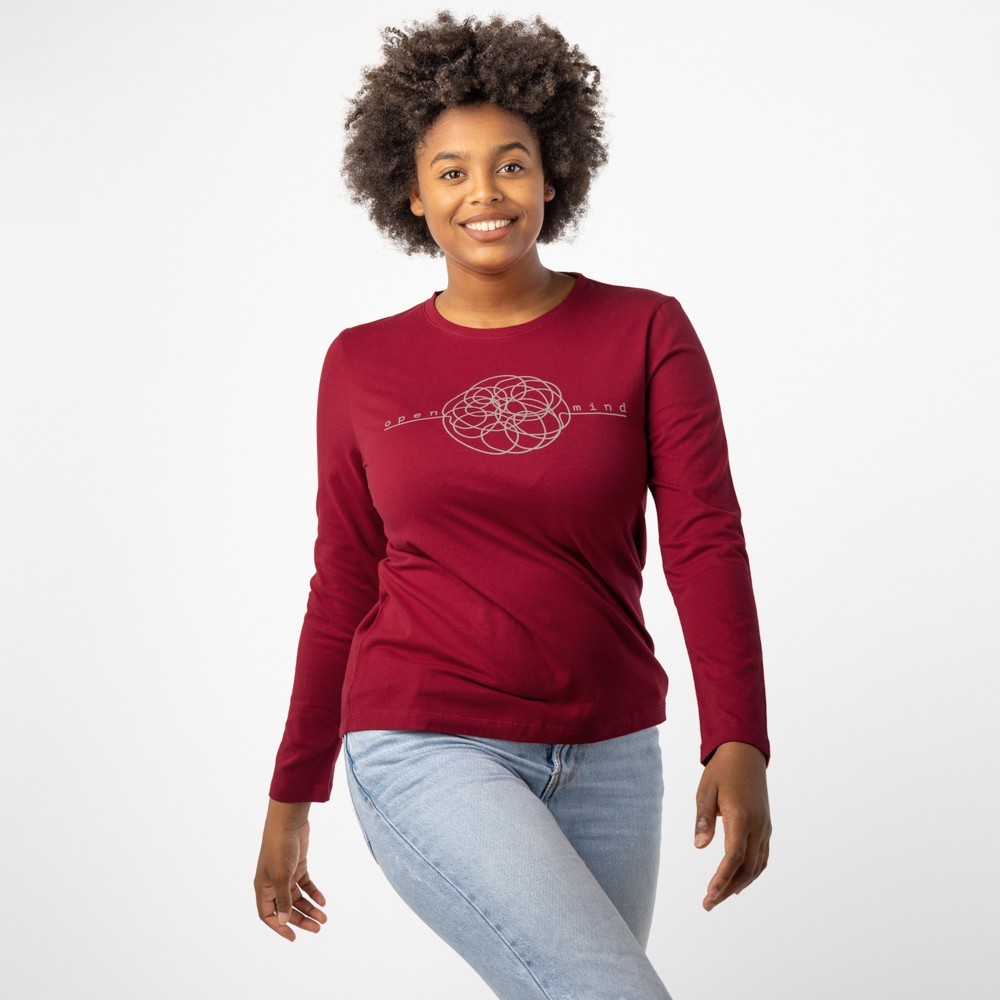 CAMISETA DE MUJER DE ALGODÓN ORGÁNICO BASIC LONG ROJO VERALUNA