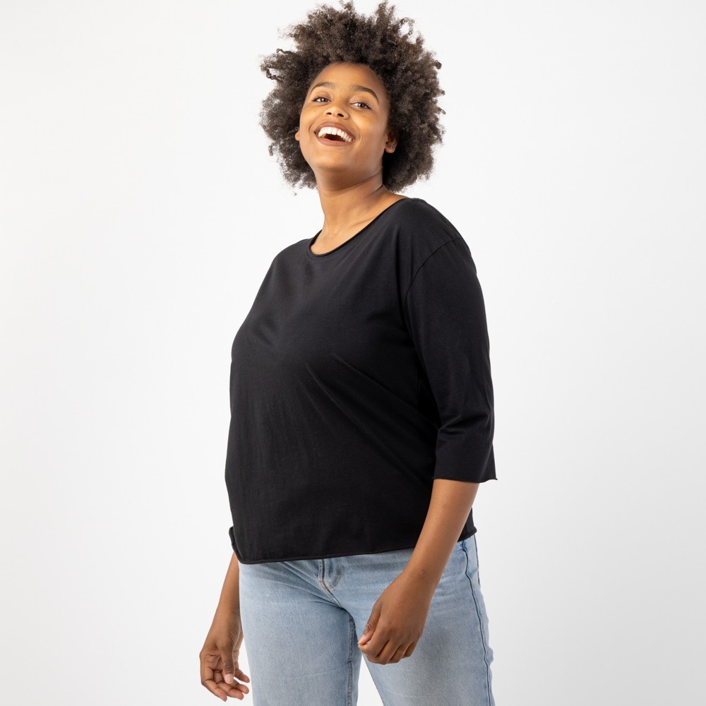CAMISETA DE MUJER DE ALGODÓN ORGÁNICO BALANCE NEGRO VERALUNA