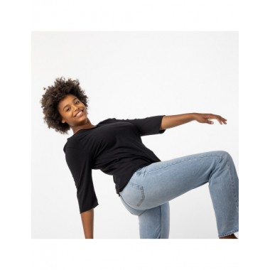 CAMISETA DE MUJER DE ALGODÓN ORGÁNICO BALANCE NEGRO VERALUNA