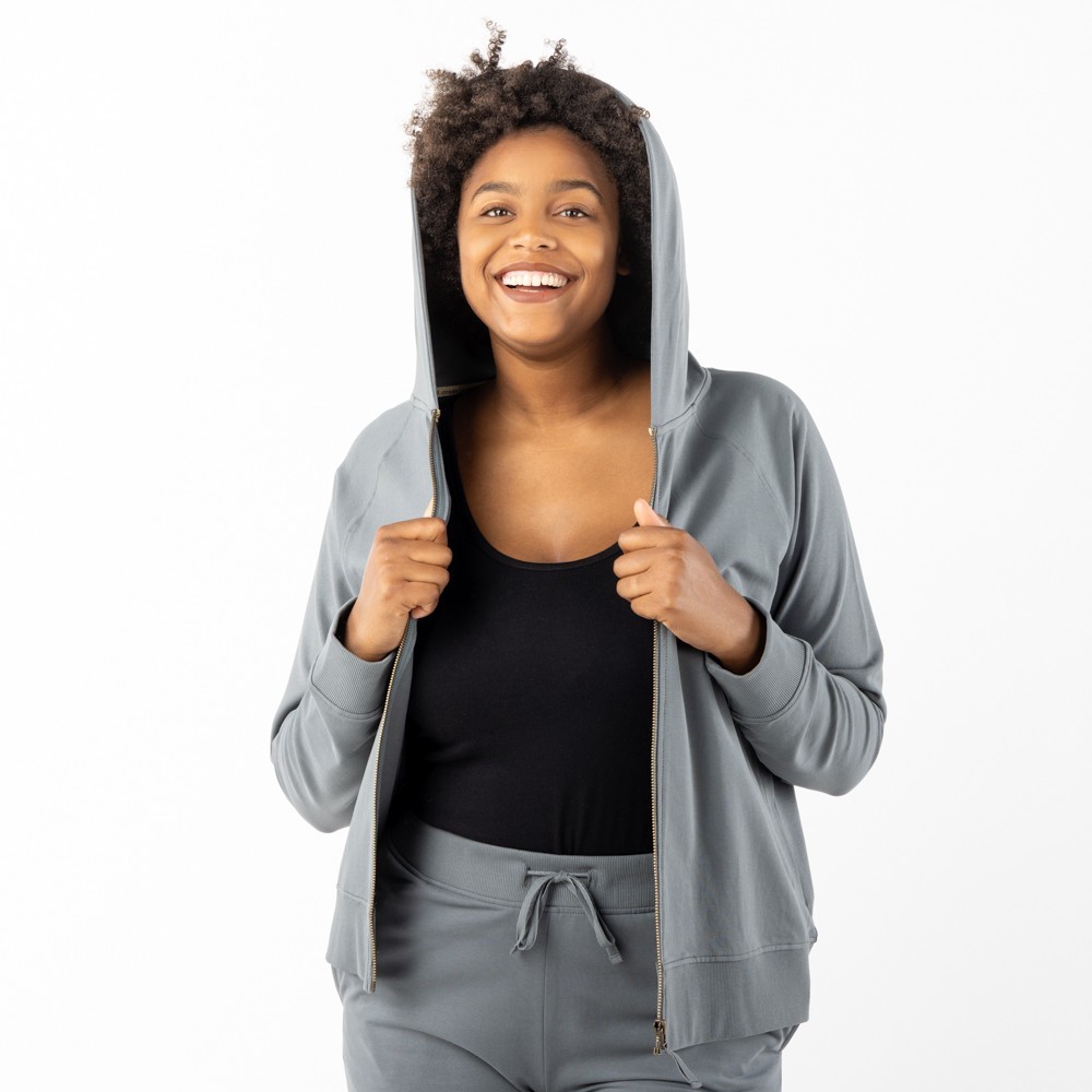 SUDADERA DE MUJER DE ALGODÓN ORGÁNICO KOLL COLOR CENIZA VERALUNA