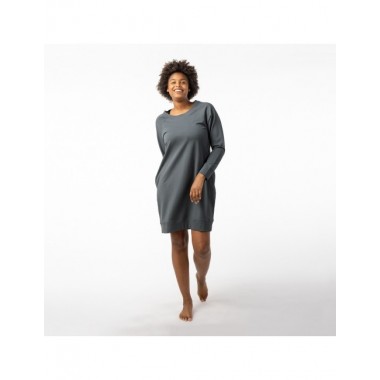 VESTIDO DE MUJER DE ALGODÓN ORGÁNICO SOE COLOR CENIZA VERALUNA