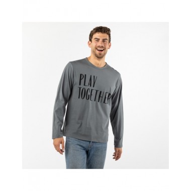 CAMISETA DE HOMBRE DE ALGODÓN ORGÁNICO POKOJ COLOR CENIZA VERALUNA