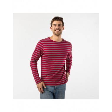 CAMISETA DE HOMBRE DE ALGODÓN ORGÁNICO ROLL ROJO CENIZA VERALUNA