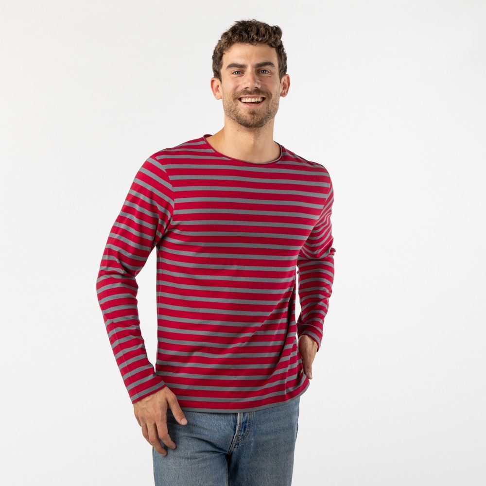 CAMISETA DE HOMBRE DE ALGODÓN ORGÁNICO ROLL ROJO CENIZA VERALUNA