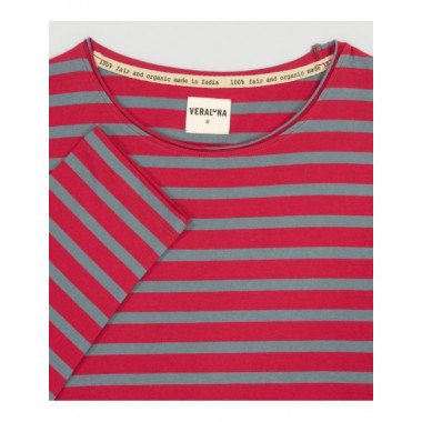 CAMISETA DE HOMBRE DE ALGODÓN ORGÁNICO ROLL ROJO CENIZA VERALUNA