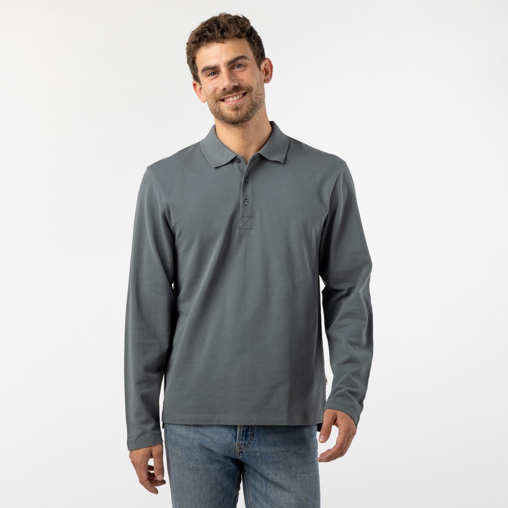POLO DE HOMBRE DE ALGODÓN ORGÁNICO OMICRON COLOR CENIZA VERALUNA