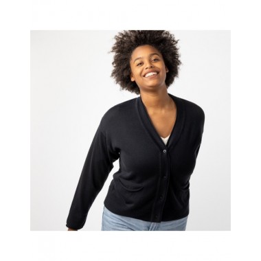CARDIGAN CHAQUETA DE MUJER DE ALGODÓN ORGÁNICO TAPTI NEGRO VERALUNA