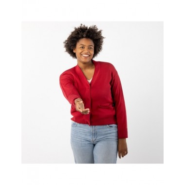 CARDIGAN CHAQUETA DE MUJER DE ALGODÓN ORGÁNICO TAPTI ROJO VERALUNA