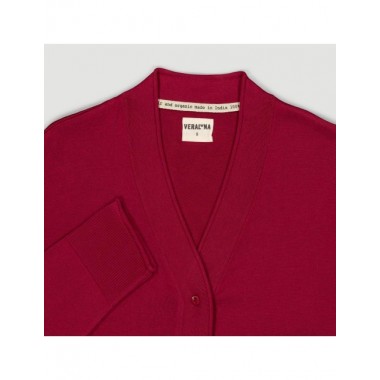 CARDIGAN CHAQUETA DE MUJER DE ALGODÓN ORGÁNICO TAPTI ROJO VERALUNA
