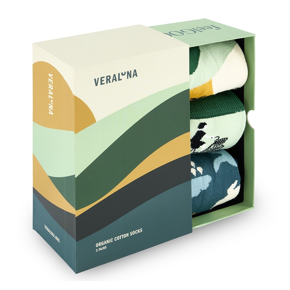 CALCETINES DE ALGODÓN ORGÁNICO EN CAJA REGALO FUN CLIMA VERALUNA