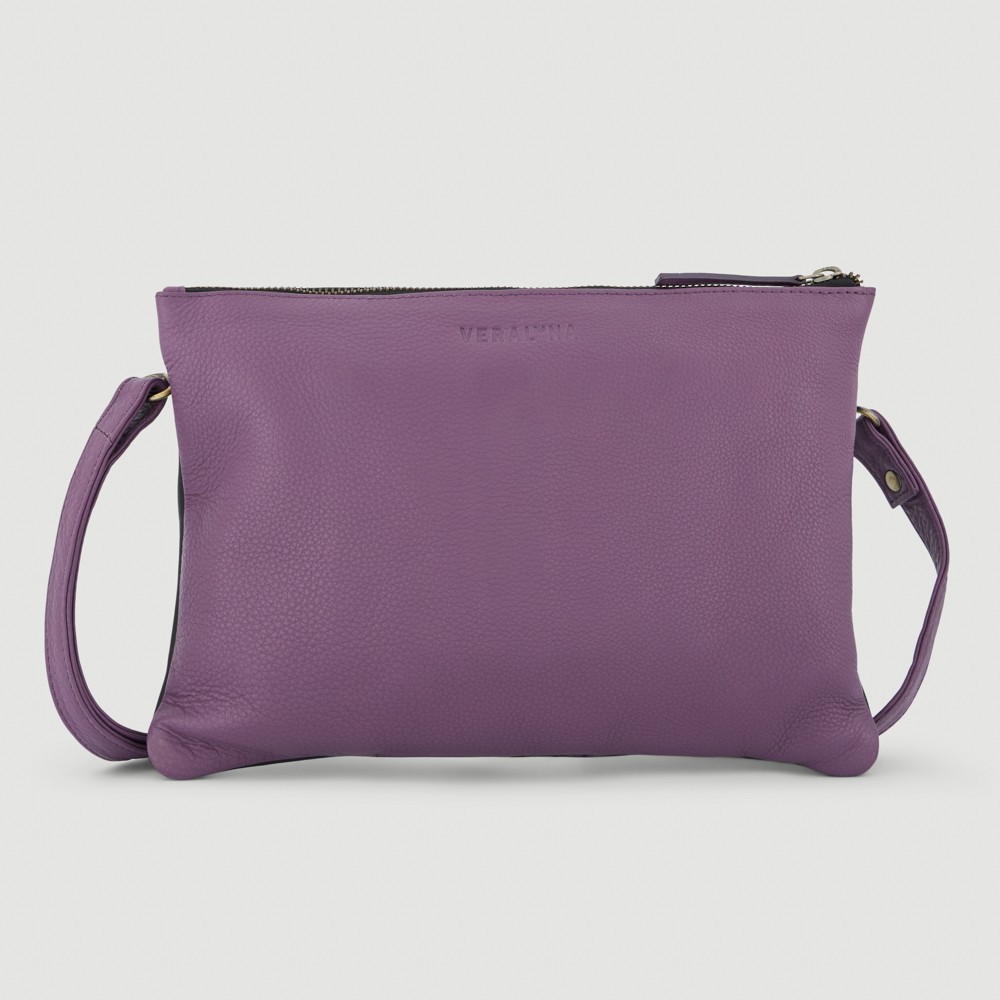 BOLSO HECHO A MANO DE PIEL MODELO SADISAR PRUNO NEGRO VERALUNA