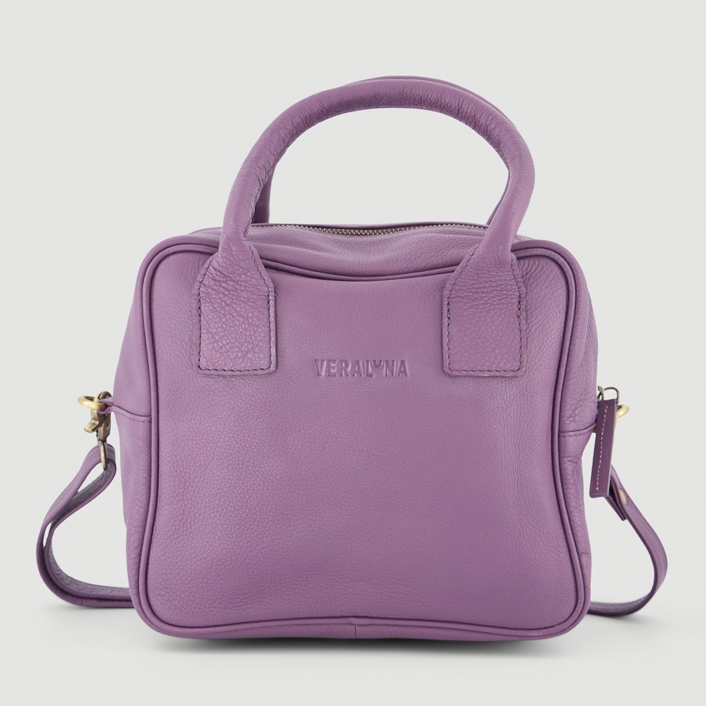 BOLSO HECHO A MANO DE PIEL MODELO RANKALA COLOR PRUNO VERALUNA