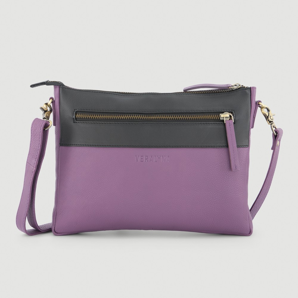 BOLSO HECHO A MANO DE PIEL MODELO CASNER PRUNO NEGRO VERALUNA