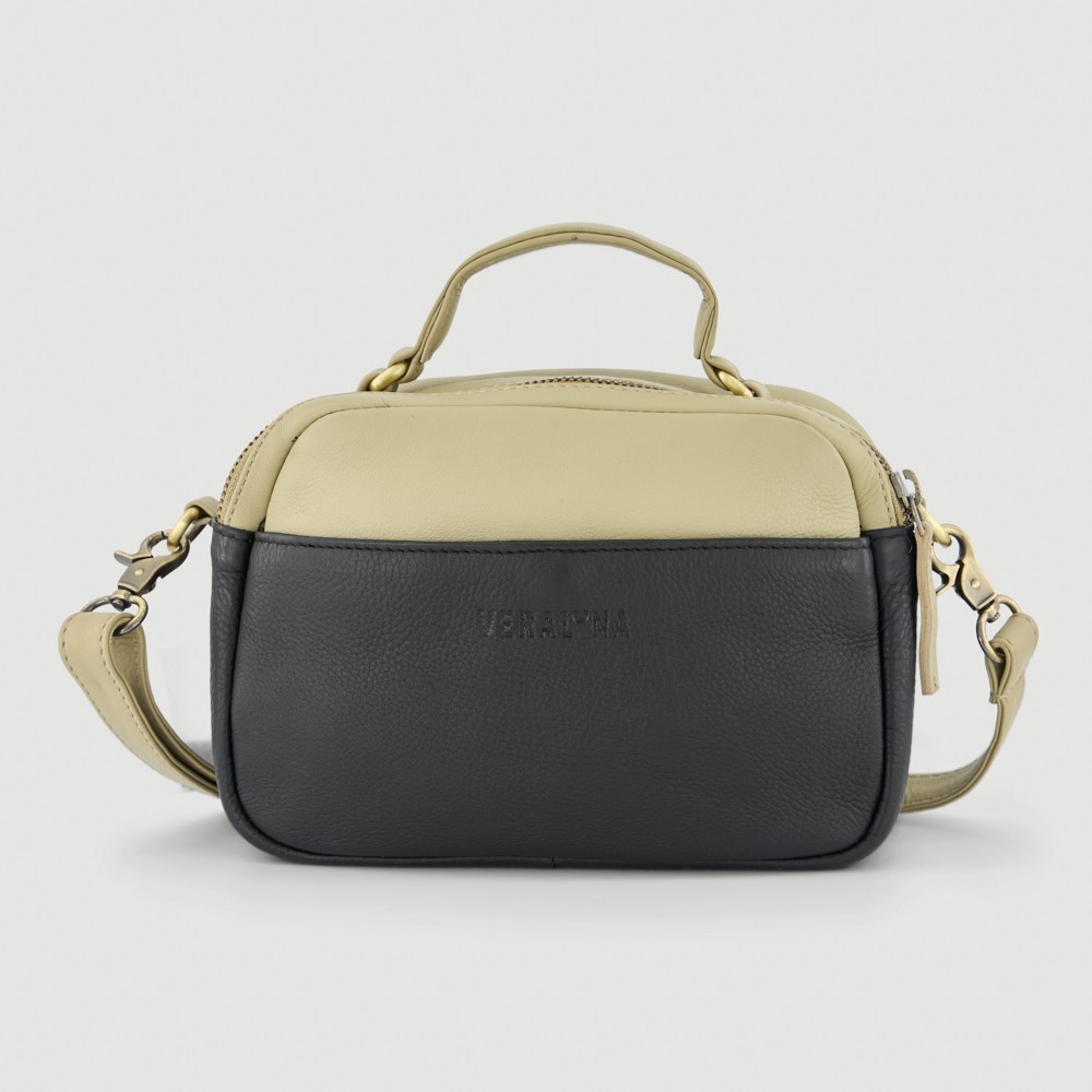 BOLSO HECHO A MANO DE PIEL MODELO CASTY SAUCE NEGRO VERALUNA