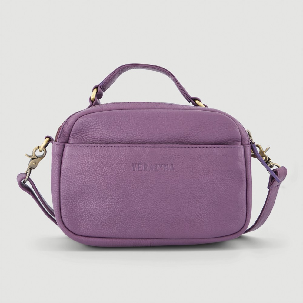 BOLSO HECHO A MANO DE PIEL MODELO CASTY COLOR PRUNO VERALUNA