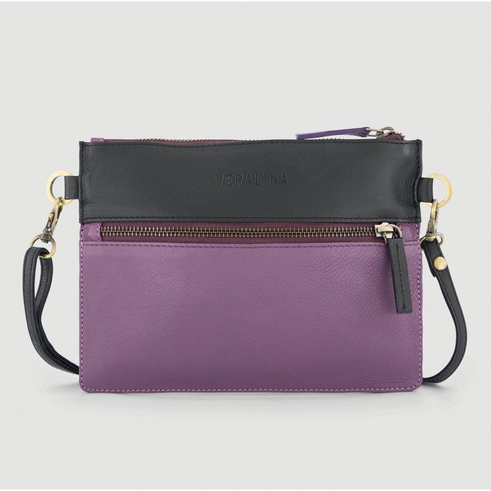 BOLSO HECHO A MANO DE PIEL MODELO MEENA PRUNO NEGRO VERALUNA