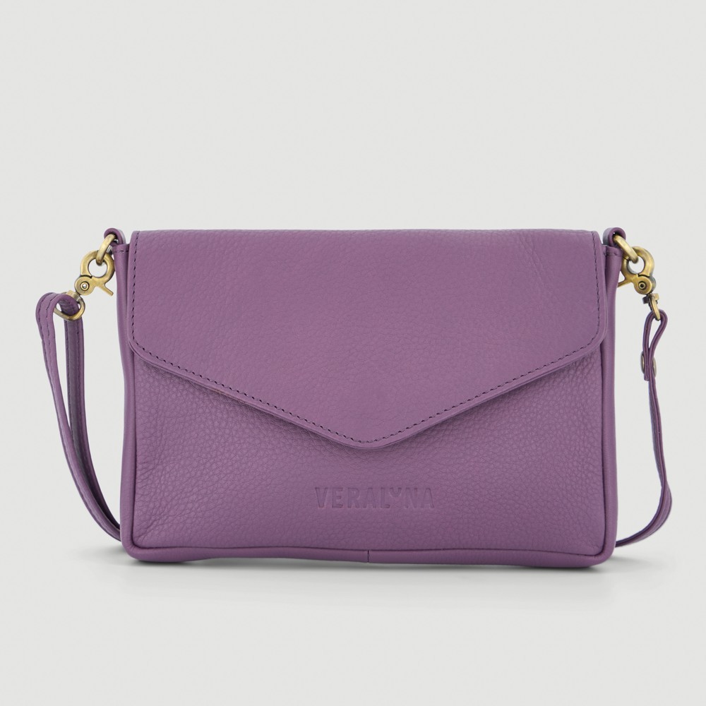 BOLSO HECHO A MANO DE PIEL MODELO SAMU COLOR PRUNO VERALUNA