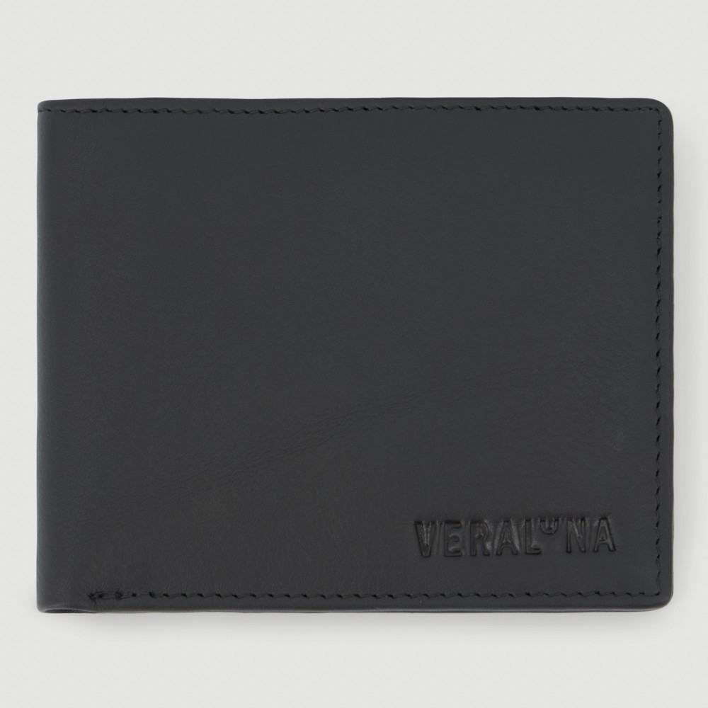 CARTERA HECHA A MANO DE PIEL MODELO AKAHATA SAUCE NEGRO VERALUNA