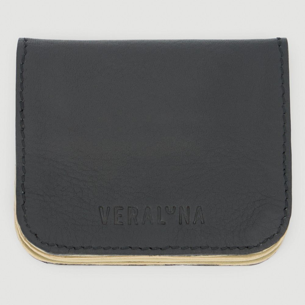 MONEDERO HECHO A MANO DE PIEL MODELO BATUR SAUCE NEGRO VERALUNA