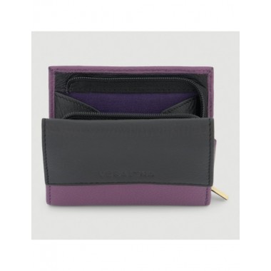 CARTERA HECHA A MANO DE PIEL MODELO ASO PRUNO NEGRO VERALUNA