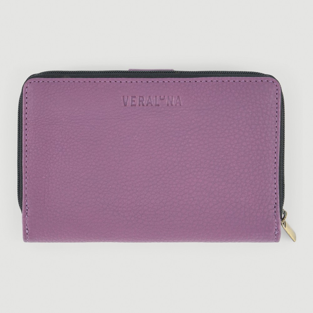 CARTERA HECHA A MANO DE PIEL MODELO VEDA PRUNO NEGRO VERALUNA