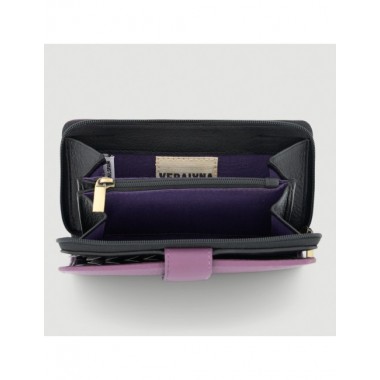 CARTERA HECHA A MANO DE PIEL MODELO VEDA PRUNO NEGRO VERALUNA