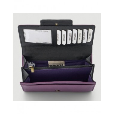 MONEDERO HECHO A MANO DE PIEL MODELO SAKURA SAUCE NEGRO VERALUNA