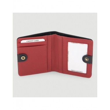 MONEDERO HECHO A MANO DE PIEL MODELO KIT ROJO NEGRO VERALUNA