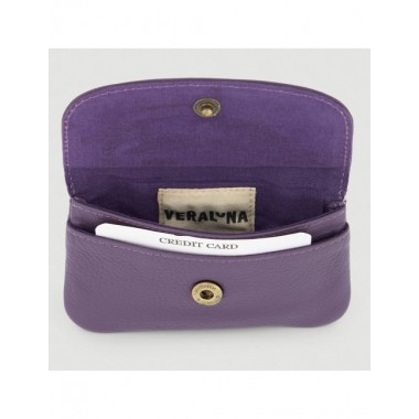 MONEDERO HECHO A MANO DE PIEL MODELO ARLI COLOR PRUNO VERALUNA