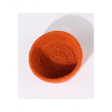 CESTA REDONDA DE JUTE COLOR NARANJA DIAMETRO 13 CM