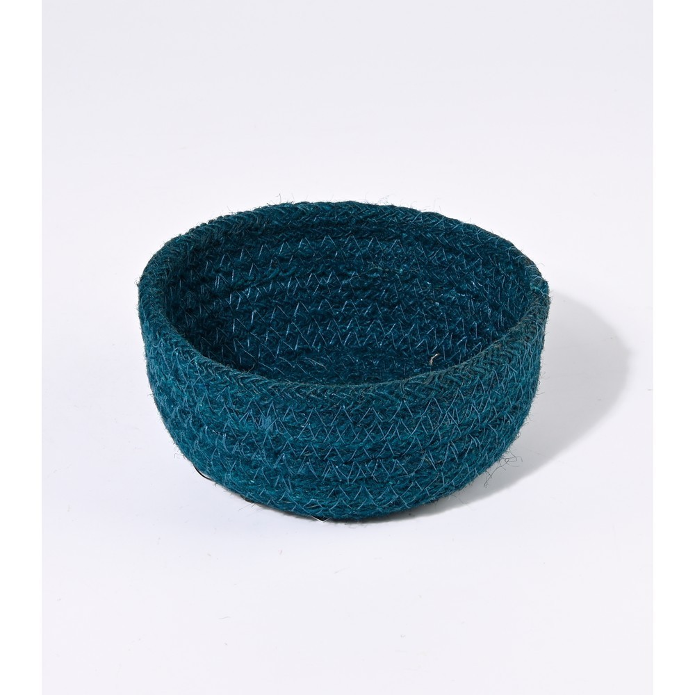 CESTA REDONDA DE JUTE COLOR TINTA DIAMETRO 13 CM